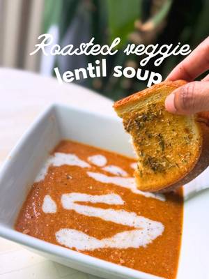 Help me translate “yummy in my tummy” into a numerical rating 😚  Recipe on my Substack blog (titled “The Roasted Veggie Lentil Soup my Kids Adore”). #veganfood #lentils #toddlermom #vegankids #veganrecipe 
