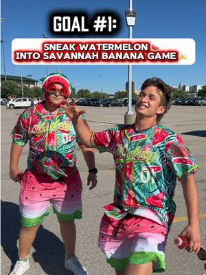 Sneaking a Whole Watermelon🍉 into Savannah Bananas Game🍌😂. Coulda just drank some Mighty Watermelon Juice! #baseball #funny #comedyskit #watermelonjuice #savannahbananas 