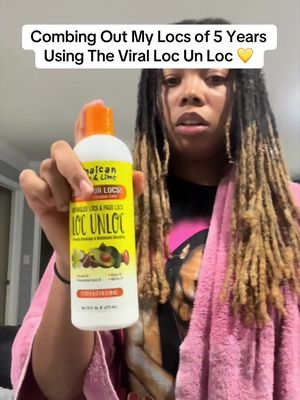 5 years of locs combed out with Loc Un Loc 👀 featuring @Taj 🫧  1. Dampen the hair 2. Apply product to one loc 3. Then start from the ends and take your time 👏🏾 Thinking about combing out your locs? Tap the product link to shop Loc Un Loc. #LocUnLoc #LocCombOut #LocJourney #JamaicanMangoAndLime #LocTok 