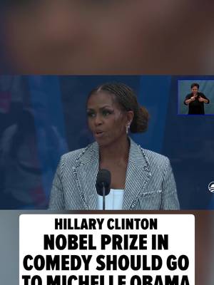 😂 Hillary Clinton broke into a giggling fit during the opening of Barack Obama's presidential library ... cracking up at what might've been a subtle dig at President Donald Trump ... and the punch line is the Nobel Peace Prize.