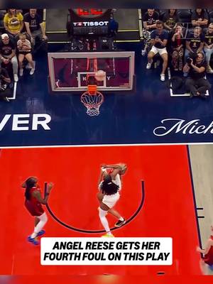 Angel Reese asked for a review of this foul on Sophie Cunningham. #WNBA #angelreese #caitlinclark #indianafever #atlantadream