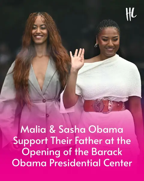 Malia and Sasha Obama support their dad, former U.S. President Barack Obama, at the opening of the Barack Obama Presidential Center in Chicago. (📸: Getty Images)