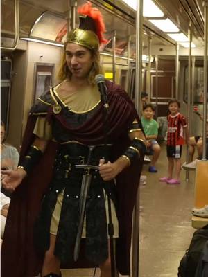 A banana and a gladiator do stand up on the subway. #banana #gladiator