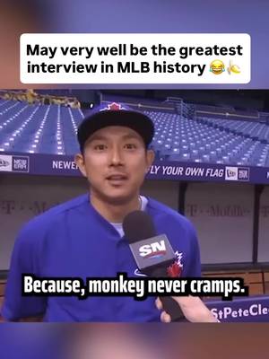 Need to put this Munenori Kawasaki interview in the Hall of Fame immediately 😂 (🎥 via Sportsnet) #munenorikawasaki #MLB #baseball #monkey #banana 