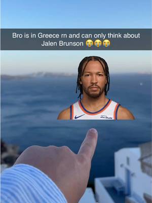 Knicks fans only care about one thing 😂 #jalenbrunson #nbafans #nbamemes #greece #santorini