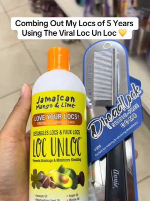 5 years of locs combed out with Loc Un Loc 👀 @Taj 🫧  Dampen the hair, apply product to one loc, then start from the ends and take your time. Thinking about combing out your locs? Tap the product link to shop Loc Un Loc. #LocUnLoc #LocCombOut #LocJourney #JamaicanMangoAndLime #LocTok 