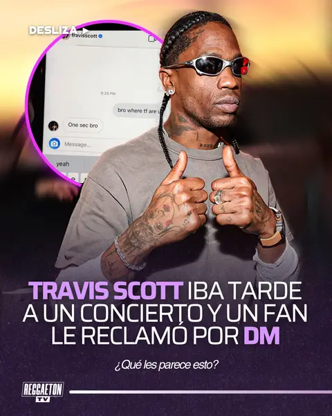 Hace unos cuantos años el rapero #TravisScott sorprendió a una fan cuando este le escribió un mensaje preguntándole donde estaba, a lo que el artista le respondió rápidamente con un “One sec bro” 😎 