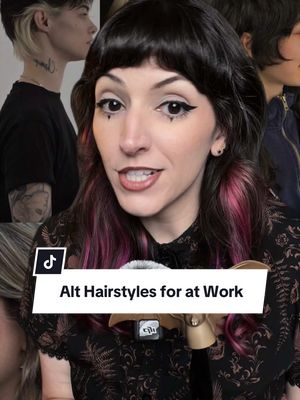 You're playing your alt work hair way too safe. Here are some ideas for subtle alt hair that you can probably pull off at the office. #corporategoth #althair #altfashion #workhairstyle #emohair alt hair for work, alternative hairstyles for the office, corporate goth hair, hidden hair color for work, office appropriate alt hair, how to look alt at work, alt hair over 30, natural tone hair color, split dye natural colors, jellyfish haircut, work appropriate hair color, corporate goth hair for men 