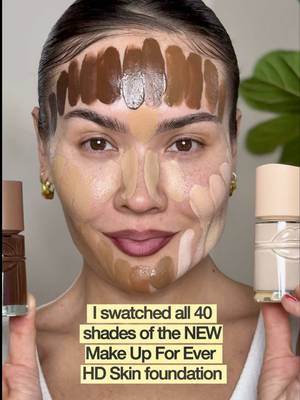 Finally! Some olive foundation shade options 🫒!! Press and hold to pause the video to find your match.  I swatched all the shades of the new @MakeUpForEverUSA HD skin balancing & perfecting foundation. This is a longwearing, texture perfecting, full coverage foundation - review & wear test on my channel. There are 40 shades and 4 undertones: W - warm, C - cool, N - neutral, WO - warm olive. My closest shade 226N (mixed with a bit of 232 WO), but after seeing it on camera, I’m thinking I may try 240N next.  #maryamnyc #makeupreview #makeupforever 