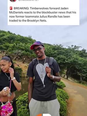 A fan broke the news to Jaden McDaniels — while on vacation — that the Minnesota Timberwolves traded teammate Julius Randle to Brooklyn 😳🗣️ “For real? Ahhh, that’s crazy.”  Thoughts? 🤔 Via. @mattkellner121/X