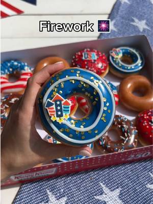 Bring Fourth the Fun with the sweetest way to celebrate America’s 250th with our Fourth of July Collection 🇺🇸🍩 ⭐ USA Doughnut 🎆 Firework Doughnut 🇺🇸 Freedom Ring Doughnut #krispykreme #doughnut #july4th #fourthofjuly #america250 
