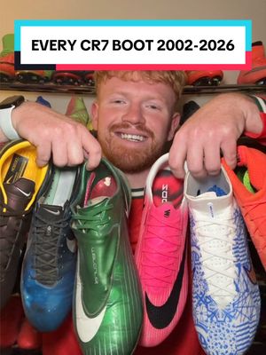 Replying to @Cameron Corp EVERY CR7 NIKE FOOTBALL BOOT FROM 2002 - 2026 🔥 Which Mercurial is your favourite? 👀 I can’t WAIT for his new Golden Superfly’s‼️ #nikefootball #ronaldo #cr7 #mercurial #footballboots 