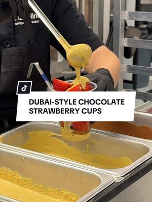 The Dubai-Style Chocolate Strawberry Cup is calling your name. 👀🍓 Layers of smooth milk chocolate, pistachio cream, crunchy toasted Kataifi pieces, and fresh strawberries. Need we say more? Who's trying it this week? #Crumbl 