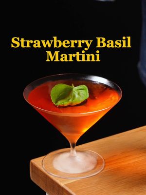 Strawberry Basil Martini Tequila Blanco, Basil Eau de Vie, Strawberry Water, Strawberry Syrup, Strawberry Black Pepper Hydrosol A stirred strawberry and basil martini built around clarified strawberry water, tequila blanco, basil eau de vie, and a little strawberry black pepper hydrosol. The strawberry shows up in three forms: acid adjusted for brightness, turned into syrup for body, and distilled with black pepper for aroma. For the strawberry water, ripe strawberries are blended with Pectinex, then left to sit for about an hour so the Pectinex works its magic. The mixture is poured through an oil filter, and the cloudy liquid is passed back through the strawberry pulp, using it as a natural filter bed until the strawberry water runs clear. No centrifuge needed! .75 oz acid adjusted strawberry water .75 oz strawberry syrup .75 oz basil eau de vie 1.25 oz tequila blanco .25 oz strawberry black pepper hydrosol Combine all ingredients in a mixing glass, stir with ice, then strain into a martini glass. Garnish with a basil leaf. Strawberry water 450 g strawberry 1 g pectinex Blend until the vessel is slightly warm, then let it sit for an hour. Strain through an oil filter. You will see the liquid start off cloudy, then clear. once its clear, swap vessels, and pour the cloudy liquid back into the filter Acid adjusted strawberry water 100 ml clarified strawberry water 1.5 g malic acid 3 g citric acid Strawberry syrup 100 g clarified strawberry water 85 g white sugar #cocktails #drinks #fyp #strawberry #tequila