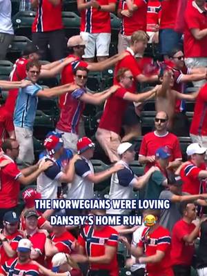 A very appropriate way to celebrate a go-ahead 3-run HR 😂 #worldcup #cubs #MLB #norway