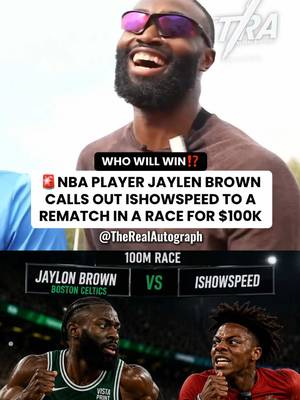 🚨 NBA player Jaylen Brown calls out IShowSpeed to a rematch in a race for $100,000 #NBA #sportsmedia #sports #celtics