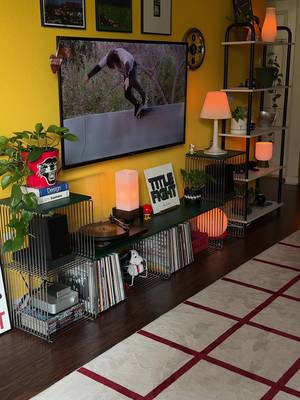 upgrading my media console with the Panton wire cubes by @montanafurniture.com 