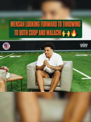 “We've got a special connection on and off the field, when you watch the tape you can definitely tell that" @darianmensah3 speaks on his excitement for this upcoming season passing to both Malachi Toney and Cooper Barkate 🔥🏈 Presented by American Top Team • • • • #ItsAllAboutTheU #Canes🙌 #MiamiHurricanes #TheU #miami @The College Sports Company @Canes Connection @Miami Hurricanes 