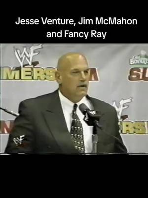 100% TRUE STORY: At the 1999 SummerSlam press conference at Target Center, I asked Vince McMahon a simple question. Vince responded with a jab. Then Jesse Ventura immediately came to my defense: "That's Fancy Ray—let him speak!" Here's the clip.