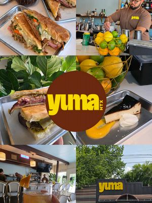 🥪 Yuma is now open, bringing chef Mike Hartley and Miriam Leek-Meira's long-awaited Brazilian-inspired Cuban sandwich concept to a brick-and-mortar on Washington Avenue.  🍴 @HoustonFoodFinder was invited to preview its offerings, and despite being brand new, Yuma already feels like an old friend with welcoming hospitality, memorable food and drinks, and an industry-friendly atmosphere. 👌🏽 🥖 Yuma specializes in Cubanos made with house-baked bread and scratch ingredients. There's a classic version as well as signature flavors such as the Sampa Gallo with chicken tinga, a vegetarian version with tostones, black bean purée and mustard greens, and El Penny, a mashup of a bánh mì and a Cubano that captures the best of both worlds. 🌿 🥩 The standout was A Caipira, a Brazilian-inspired steak sandwich with picanha, Gruyère, catupiry cheese, sautéed onions and chimichurri. Rich without being heavy, it's the sort of sandwich that keeps pulling you back for another bite. 🌶 Speaking of chimichurri, Yuma's version packs plenty of spice and vibrant herb flavor, and it's served alongside the addictive Pastel de Bife. These crisp, fried Brazilian pastries resemble oversized ravioli or gourmet pizza rolls stuffed with seasoned beef, making them an ideal bar snack. 🧀 Other bar bites we enjoyed include the pão de queijo which are crisp on the outside, airy and chewy inside, with plenty of cheesy flavor. The coxinha are equally worth ordering. Shaped like little drumsticks, these tasty little Brazilian croquettes are filled with shredded chicken and cheese before being breaded and fried until golden. The menu also includes crispy tostones, yuca frita and ham-and-cheese croquetas, all of which make excellent drinking snacks. 🍹 The cocktail menu focuses on refreshing rum and cachaça creations inspired by Brazil and Cuba, while a concise but thoughtfully curated wine list and a creative zero proof selection offers something for nearly every sandwich on the menu. 🍷 Initial hours are 4 p.m. to midnight Wednesday through Monday, with lunch and a late-night to-go window planned for the future. 📍 @YumaHTX, 4219 Washington ✍🏽 @Madmario