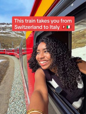 Is this the most beautiful train ride in the world? 🚆🏔️🇨🇭🇮🇹 DETAILS BELOW (save for later!) ⬇️ The Bernina Express train takes you from Switzerland to Italy, winding through some of the most dramatic mountain scenery in Europe. 🤯 I took the 4.5-hour route from St. Moritz, Switzerland to Tirano, Italy, but you can also take the full 8-hour journey from Chur if you want the longer scenic route through the Swiss Alps. 🏔️ A few things to know before you book: ✨ The Bernina Express is one of the most scenic train rides in Switzerland and follows a UNESCO World Heritage railway route. ✨ If you have a Swiss Travel Pass, the train fare is included, but you still need to book a separate seat reservation for the panoramic Bernina Express cars. This applies to both 1st and 2nd class. ✨ Seat reservations can sell out weeks ahead, especially during peak travel seasons, so book ahead if this is a must-do on your Switzerland itinerary. ✨ The scenery changes dramatically along the way depending on the season - this was April, so we enjoyed snow-covered peaks, alpine lakes, mountain villages, and valleys. ✨ The route runs year-round, so the experience will look different depending on when you visit. ✨ You can also ride more affordable regional trains along the same Bernina route without the panoramic car reservation, but the official Bernina Express experience requires that seat reservation. Regional trains are just as beautiful, and the windows open up so you can take great photos without reflections. This is one of those train rides where the journey really is the destination. Save this for your Switzerland travel planning and send it to someone who would take this train from Switzerland to Italy. ❤️  Have you heard of the Bernina Express? ----- 💡 Creator transparency: My Swiss travel pass was comped, however my Bernina Express first class tickets were self-funded #BerninaExpress #SwitzerlandTravel #TrainTravel #traveltok #switzerlandtrip 
