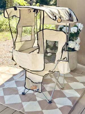 If we’re camping, we’re doing it like this✨ SEND this to someone who loves to go glamping💕 #founditonamazon #amazonhome #amazonfavorites #canopychair #canopycampingchair 