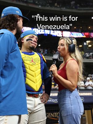 With tears in his eyes, an emotional William Contreras sends love back home 🇻🇪 #williamcontreras #venezuela🇻🇪 #brewers #MLB 