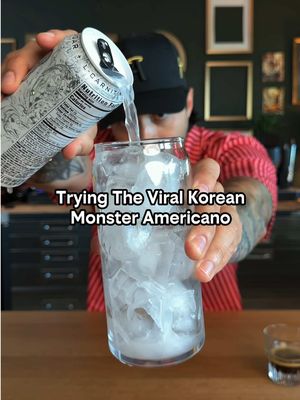 Trying the viral Korean Monster Americano!  #coffee #espresso #monsterenergy 