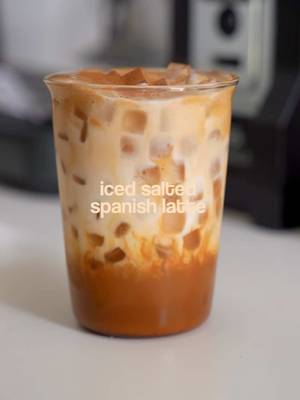 Salt in iced coffee is just …. 🤌🏻✨ chef kisss! #saltedicedcoffee #spanishlatte #saltedspanishlatte #fyp #cbkofi 