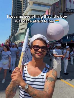 Never forget: before I was proud of who I am, I was just a little boy terrified of being himself. 💙 Today, I get to walk with @JeanPaulGaultier at @Pride Toronto, something that younger me could have never imagined.  #pridetoronto #lgbtq #happypride #gay #toronto 