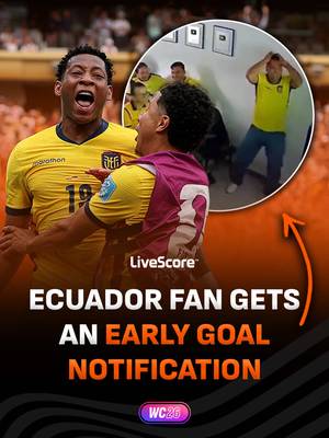 22 SECONDS EARLY 😅 This Ecuador fan received a notification before his stream had shown the winning goal for his nation against Germany in the World Cup.  #ecuador #notification #livescore #worldcup #footballfans 