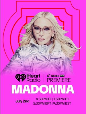 Join LIVE July 2 at 4:30pm ET for the iHeartRadio x TikTok LIVE Premiere - be the first to hear songs from CONFESSIONS II #iHeartMadonna #tiktoklivepremiere 