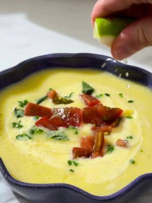 What summer tastes like 😮‍💨 A simply seasoned soup that lets the ingredients do the talking — only 2 Points. Search "Summer Corn Soup" in the WW app. Ingredients (Serves 8) 2 tbsp unsalted butter 2 tbsp uncooked corn 6 cups fresh kernels (from ~6 large ears) 2 large, halved, cleaned and sliced uncooked leeks (white parts) 8 oz uncooked Yukon gold potato, peeled and cut into cubes 1 large rib celery chopped 5 sprigs fresh thyme 2 cloves garlic minced 4 cups chicken broth 2 cups water 1 tsp kosher salt ⅛ tsp cayenne pepper 1 lime ¾ cup plain fat free Greek yogurt 1 large tomato, diced ½ cup chives ½ cup fresh basil, torn Instructions: 1. Melt butter in a large saucepan over medium heat. Add corn, leeks, potatoes, celery, thyme, and garlic; cook, stirring occasionally, until vegetables start to soften, about 5 minutes. 2. Stir in broth, water, salt, and cayenne; bring to a boil over medium-high heat. Reduce heat to medium-low; simmer, uncovered, until vegetables are very tender, about 20 minutes. 3. Remove from heat; puree soup in pot with an immersion blender until almost smooth. 4. Divide soup evenly among 8 bowls; add a squeeze of fresh lime and garnish each with 1½ tbsp yogurt, 3 tbsp tomato, 1 tbsp chives and 1 tbsp basil. 5. Serving size: about 1¼ cup