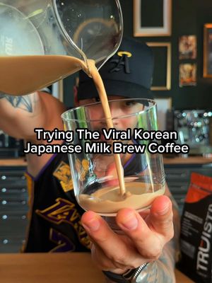 Trying the viral Korean Japanese Milk Brew Coffee  #coffee #espresso #coffeetok #mycoffeeorder #trend 