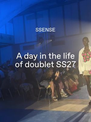 Spend a day with @__doublet__ SS27. For Masayuki Ino's new collection, the playful designer drew inspiration from the many sartorial needs a single day can present, imagining a world "where materials we are not used to seeing have become part of everyday life." Watch to see the day-to-night experience.