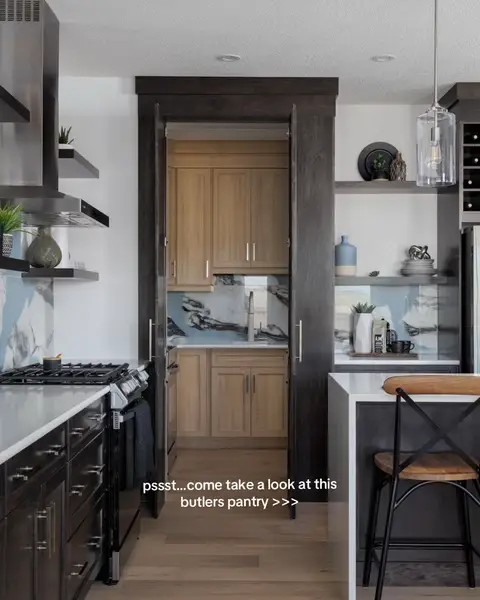 A butler’s pantry in the kitchen?? YES, please! This is where the magic (and the mess) stays hidden 🙈🍳✨  #Dreamhomes #HomeInspiration #kitchengoals #pantryorganization #kitcheninspo  My dream house, beautiful home interiors, home inspo, kitchen design, butlers pantry