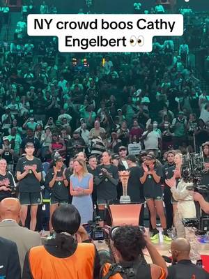 WNBA Commissioner Cathy Engelbert received boos from the crowd during the Commissioner's Cup Championship trophy ceremony #WNBA #commissionerscup #newyork #ny 