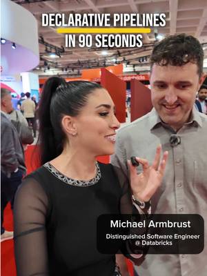 ⚡ What are Declarative Pipelines in less than 90 seconds? Let's walk with Michael Armbrust, Distinguished Engineer at Databricks who led the design & development of Declarative Pipelines + created Spark SQL, Structured Streaming, Delta Lake, & much more as he breaks it down! 💡 TLDR: instead of telling the system HOW to do every step, you just tell it WHAT you want to exist. Spark figures out the how. The technology itself is open source in Apache Spark, and Databricks offers a managed version on top called Lakeflow Spark Declarative Pipelines. #techtok #EduTok #DatabricksPartner  #databricks 