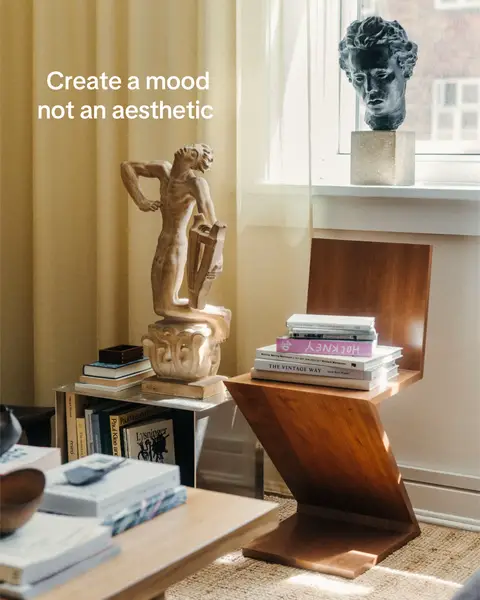 Let me just say, that we are of course all inspired by something. Originality is largely and illusion. But we can move the needle in a direction where we focus less on certain trends and aesthetics and more on making ourselves feel something when we look around in our homes. And that is done by creating a mood rather than an aesthetic.  #copenhagenapartment #interiordesign 