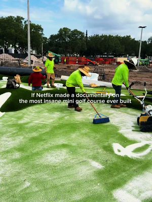 This is what building the most outraegous mini golf course looks like…🦈#thingstodo #orlando 