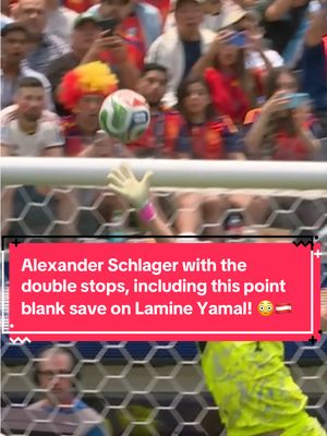 Alexander Schlager with the double stops, including this point blank save on Lamine Yamal! 😳🇦🇹 #FIFAWorldCup #FIFAWorldCup2026 