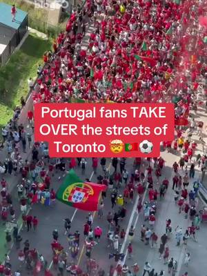 Portugal fans SHOWED UP 👏🇵🇹 Fans flood the streets of Toronto ahead of the match against Croatia 🇭🇷  #Toronto #WorldCup #WorldCup2026 #FIFA 