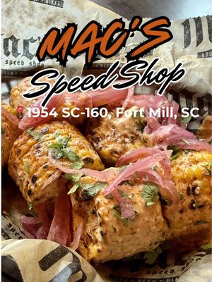 🚨BIG NEWS, Fort Mill! Mac’s Speed Shop is NOW OPEN! This is a gorgeous and spacious spot with plenty of seating indoors and out and everyone feels welcome here. They are scratch making dishes from apps to desserts. Everything is banging and absolutely bursting with flavors and they have some of the best comfort foods. I’m so thrilled this location is close to home! ✨Here’s what we tried: 🌽Smoked Street Corn Basket- chili lime crema, queso fresco, pickled red onion and cilantro 🌶️Down South Egg Rolls- deep fried egg rolls stuffed with pulled pork, slaw and mac n cheese with a side of chipotle crema 🍗Jumbo Wings- Carolina BBQ flavored 🥗Carolina Fried Thunderbird Salad- iceberg, romaine, grape tomatoes, roasted corn, applewood smoked bacon, shredded cheddar jack cheese, crispy onions topped with 3 chicken tenders 🥩Angus Brisket- dry rubbed, slow smoked served with 2 sides. We got baked beans and collard greens 🍨Hot Fudge Brownie for two- served warm with vanilla ice cream, chocolate syrup and caramel 📲 @macspeedshop @Mac’s Speed Shop  📍1954 SC-160 Fort Mill, SC #macs #bbq #fortmill #newrestaurant #nowopen