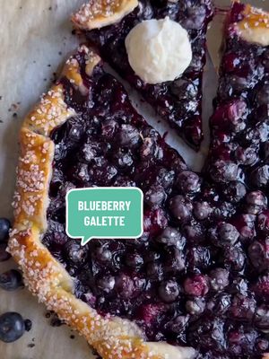 This blueberry galette is the perfect summer dessert. Feel free to substitute your favorite fruit. PREP TIME: 5 minutes COOK TIME: 20 minutes TOTAL TIME: 25 minutes 8 servings Ingredients 1 prepared refrigerator pie crust 1 pint of blueberries (12 ounces) 1/3 cup Splenda (feel free to use real sugar) 1 tablespoon lemon zest 1 tablespoon lemon juice 2 tablespoons corn starch 1 tablespoon coarse sugar 1 egg yolk mixed with a splash of water for egg wash Instructions Preheat your oven to 400°F. Line a baking sheet or pizza pan with parchment paper. In a medium bowl, gently combine the blueberries, Splenda, lemon juice, lemon zest and cornstarch.  Toss until the blueberries are evenly coated. Let the mixture sit for 10 minutes to allow the juices to develop. Roll the refrigerated pie dough onto the prepared baking sheet. Spoon the blueberry mixture into the center of the dough, leaving about a 2-inch border around the edges. Fold the edges of the dough up and over the filling, pleating as you go. The center should remain exposed. In a small bowl, whisk together the egg yolk and a splash of water. Brush the egg wash over the folded crust, then sprinkle the crust with the coarse sugar. Bake for 18-20 minutes, or until the crust is golden brown and the blueberry filling is bubbling. Let the galette cool for at least 15 minutes before slicing. The filling will continue to thicken as it cools. Serve warm or at room temperature. It's delicious on its own or with a dollop of whipped cream, vanilla ice cream, or Greek yogurt. Notes As of July 2026, each serving is 5 WW points. If you track macros or calories: 153 calories, 7 fat, 23 carbs, 1 fiber and 1 protein. #galette #fourthofjuly #dessert 
