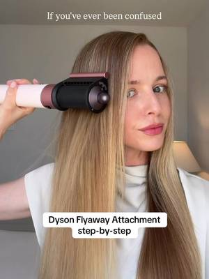 how to use the Dyson Flyaway Attachment The biggest mistake I see is the airflow being pointed the wrong way. Always push the little lever away from your face, use high airflow + low heat, then slowly glide the attachment from root to ends for a smooth, polished finish. I always use the Dyson Flyaway Attachment as my final step after blow-drying to tame flyaways in seconds... sometimes it works a little too well. Have you tried this attachment yet? @Dyson #dyson #dysonairwrap #dysonhair #hairtutorial   #dysonflyawayattachment 