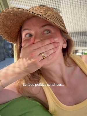 The sunbed lore continues… James and I have got front row seats watching it all go down 🍿 you know i’ll be reporting back.  #sunbedpolitics