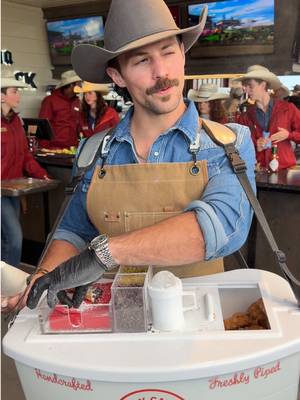 Just one bite makes you smile the whole day 😉🤠 the Cannoli Cowboy spotted at the Calgary Stampede #fyp #canada #calgary #tiktokviral #cowboy 