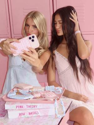 Different playlists, same bestie energy🩷🩵 Our collab with @Case-Mate is made for matching moments, endless FaceTimes, and every walk to class together. Back-to-school never looked so sweet🎀📱💕 #loveshackfancy #casemate #target #loveshackfancytarget #phonecase  