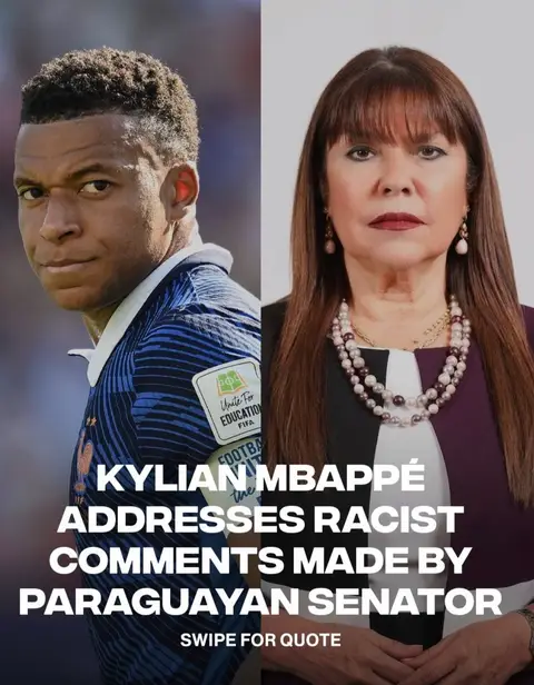Kylian Mbappé has responded after Paraguayan senator Céleste Amarilla made racist remarks following France's World Cup win. The comments sparked widespread backlash, with the French Football Federation condemning them as "criminal and reprehensible" while calling for legal action. [via/ X KMbappe] #kylianmbappé #worldcup #paraguaya #fifa #celesteamarilla 