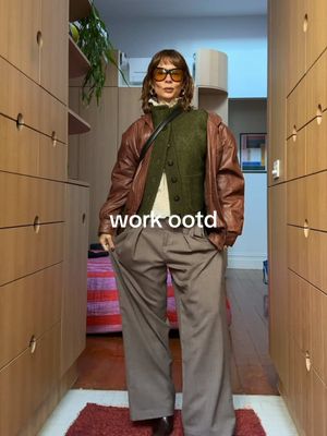 will choose a leather jacket over a blazer always 🤎 #fashiontiktok #fashion #outfitinspo #outfitidea #baggypants 